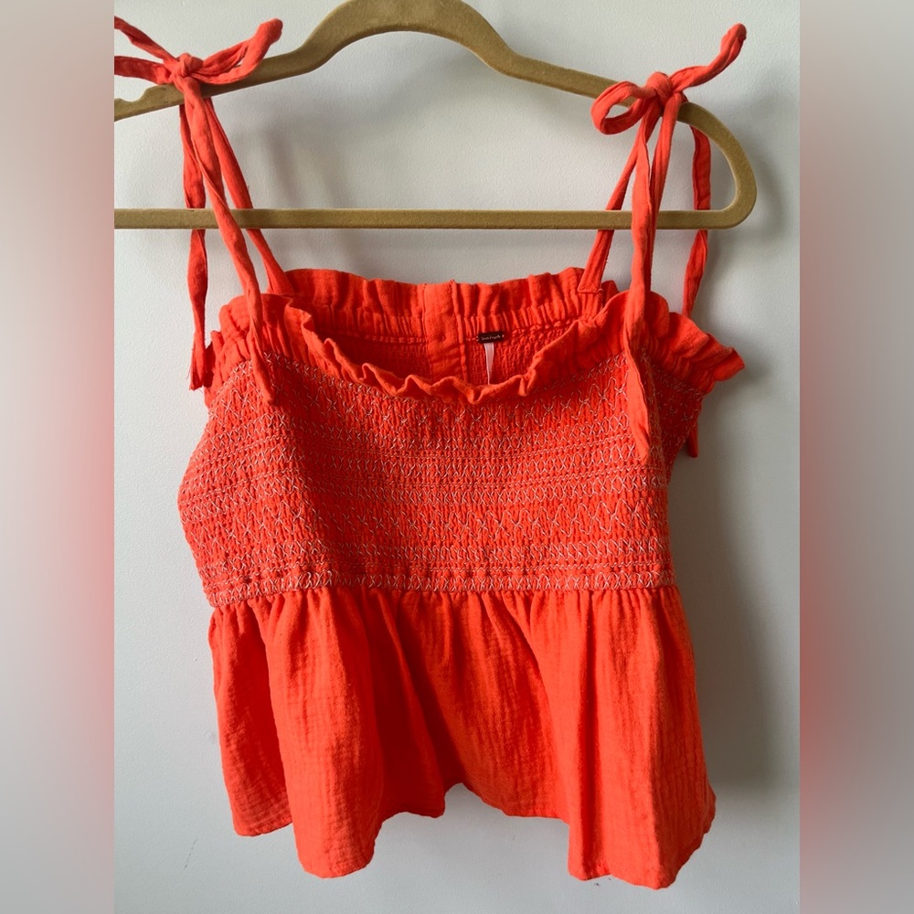 Smocked FreePeople Tie Tank